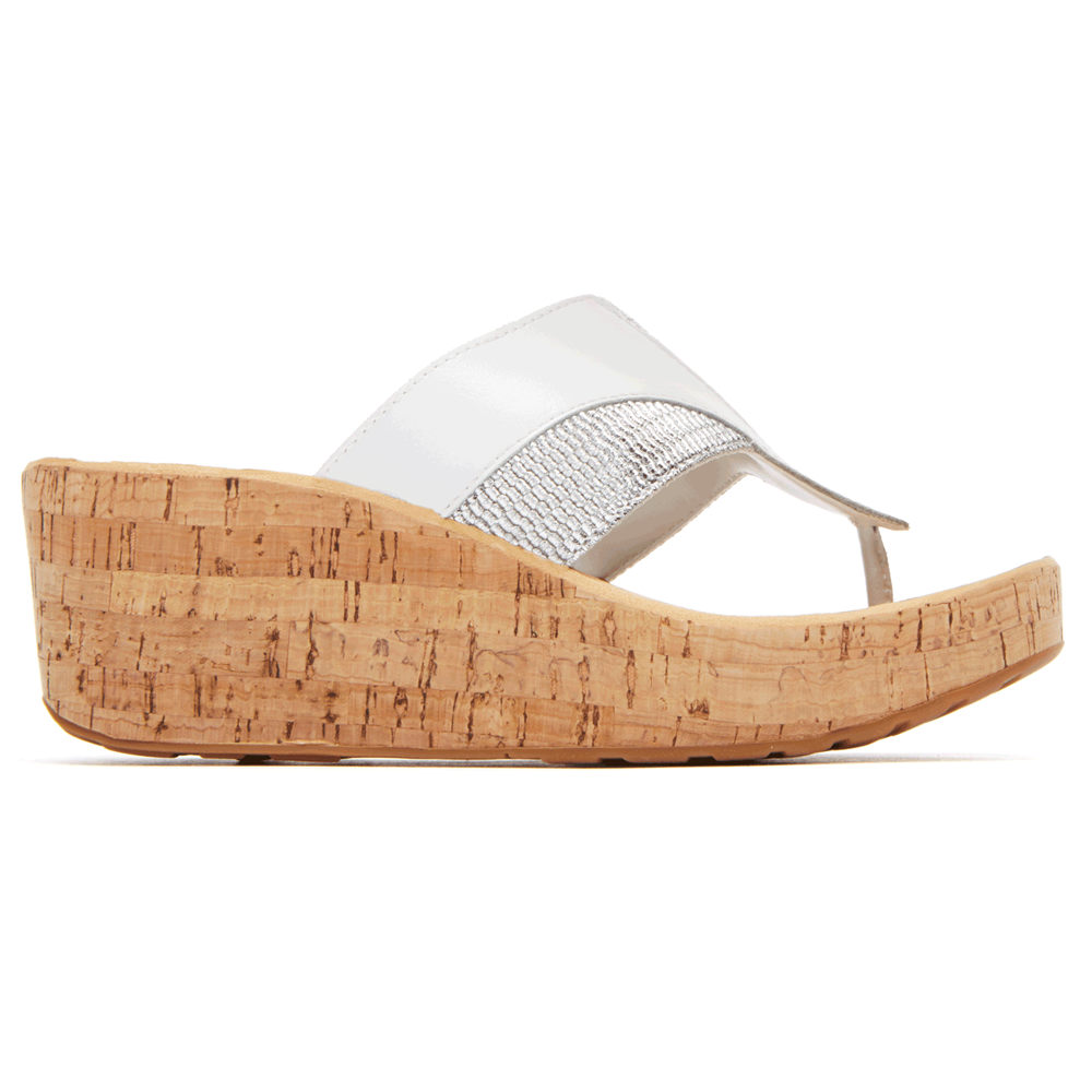 Rockport Wedges Dame Hvite - Weekend Casuals Lanea Gore Thong - LJRM07629